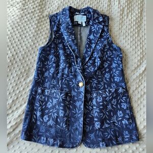 Draper James Floral Print Denim Vest Size 6